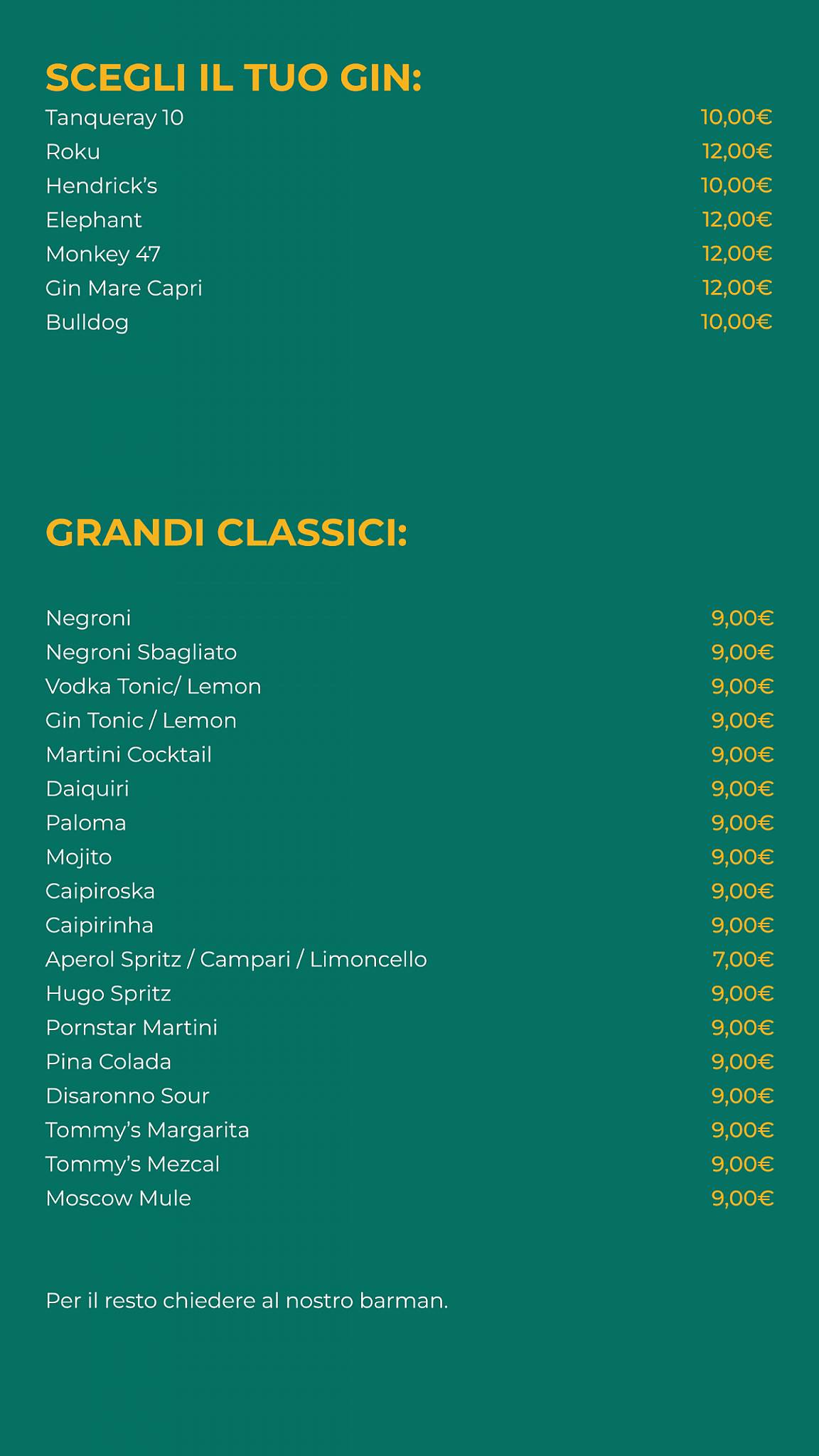Menu di Raquel Experience 