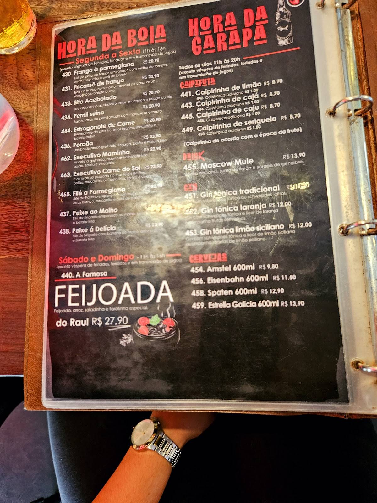 Raul Carnes & Bebidas cardápio