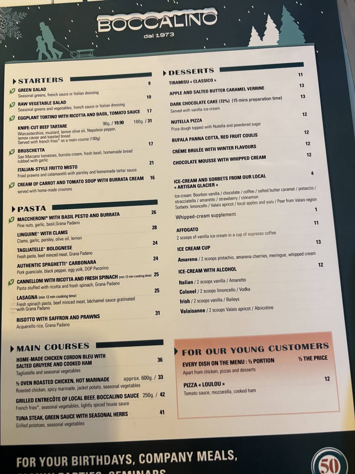 Menu di Restaurant Boccalino 