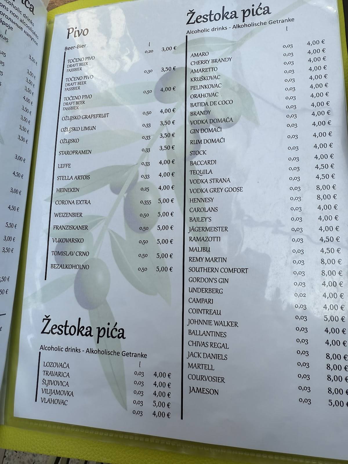 Menu di Restaurant Bracera 