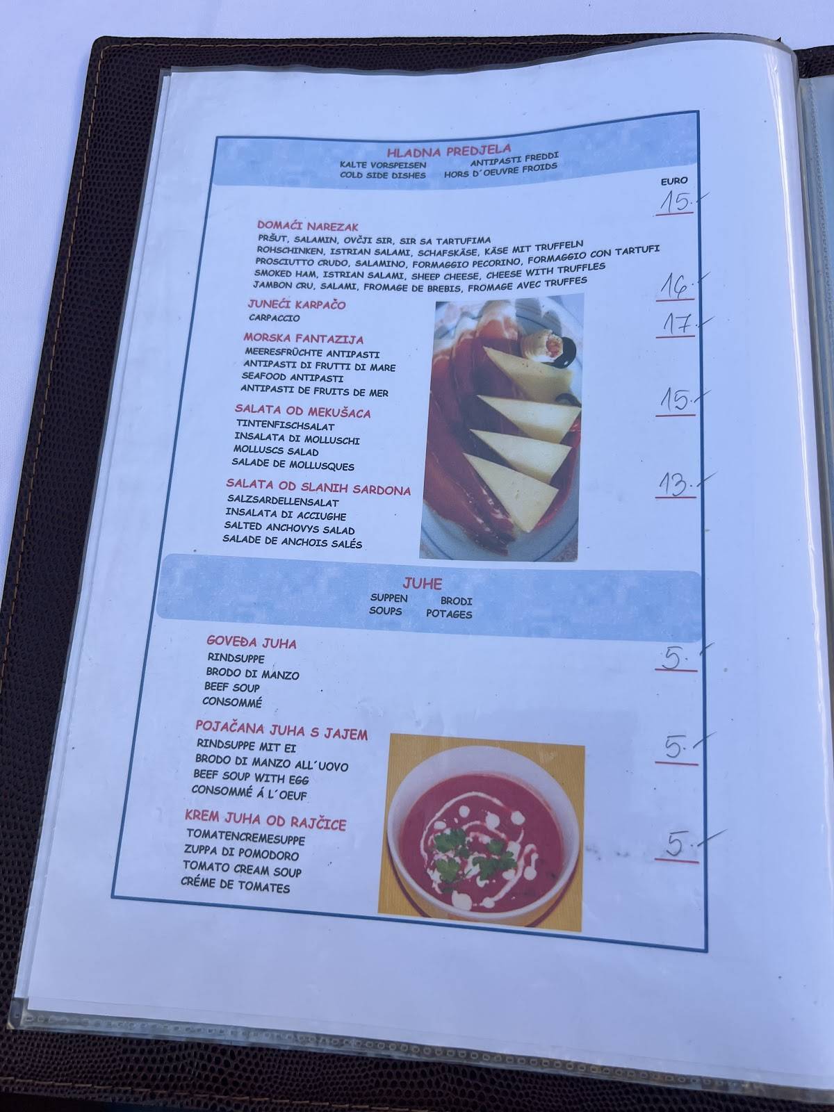 Menu di Restaurant Dvi Palme 