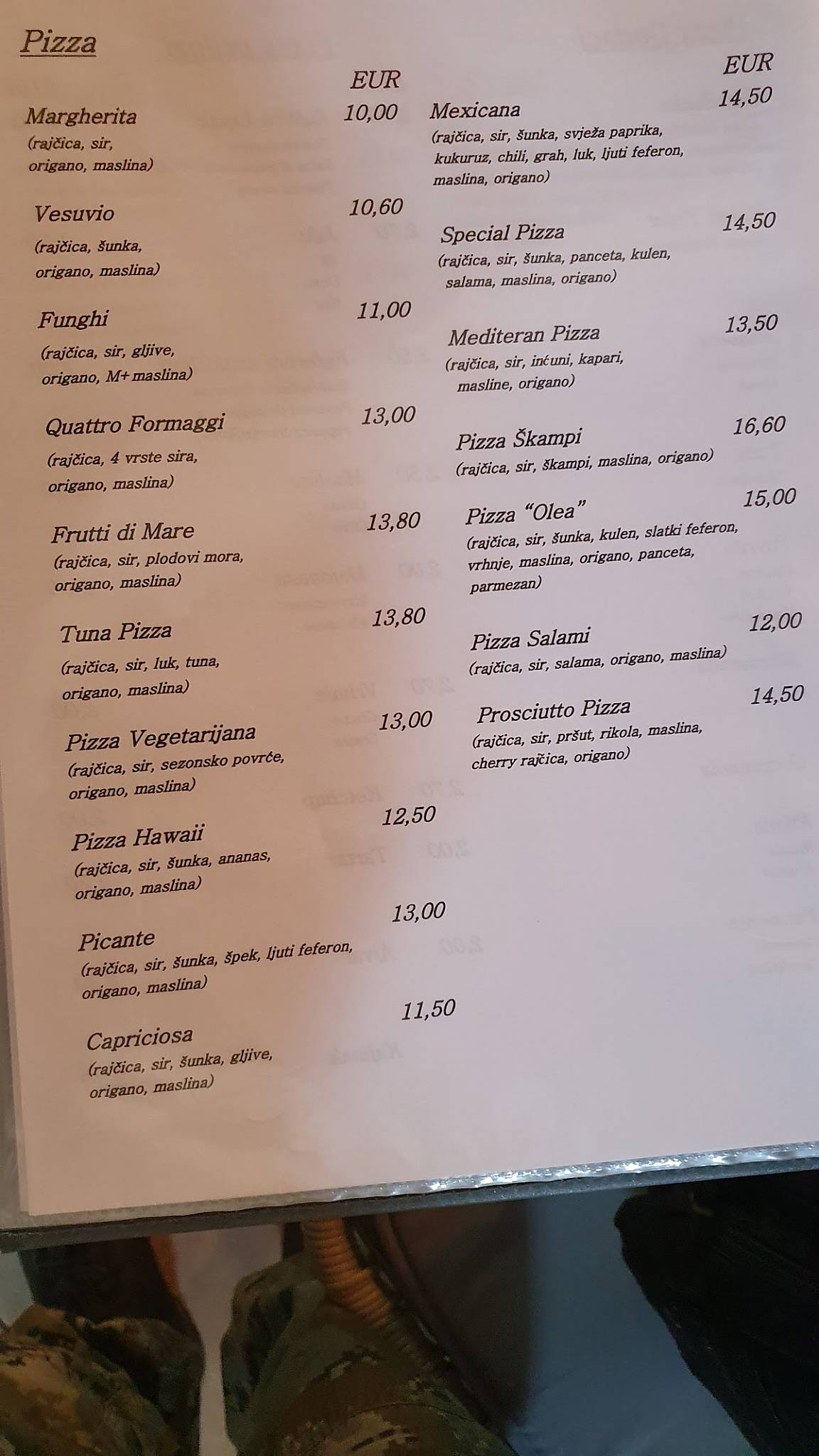 Menu di Restaurant Olea 