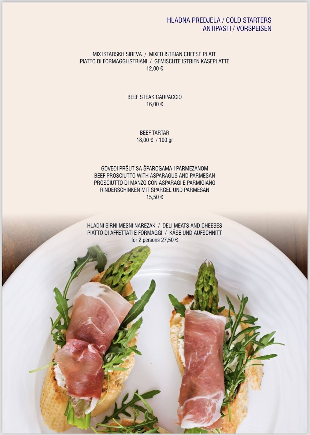 Menu di Restaurant Stella Di Mare 
