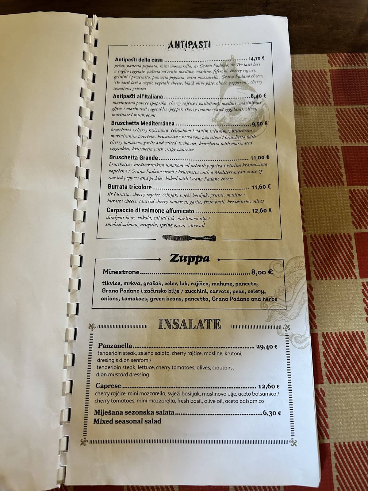 Menu di Restaurant Trattoria 