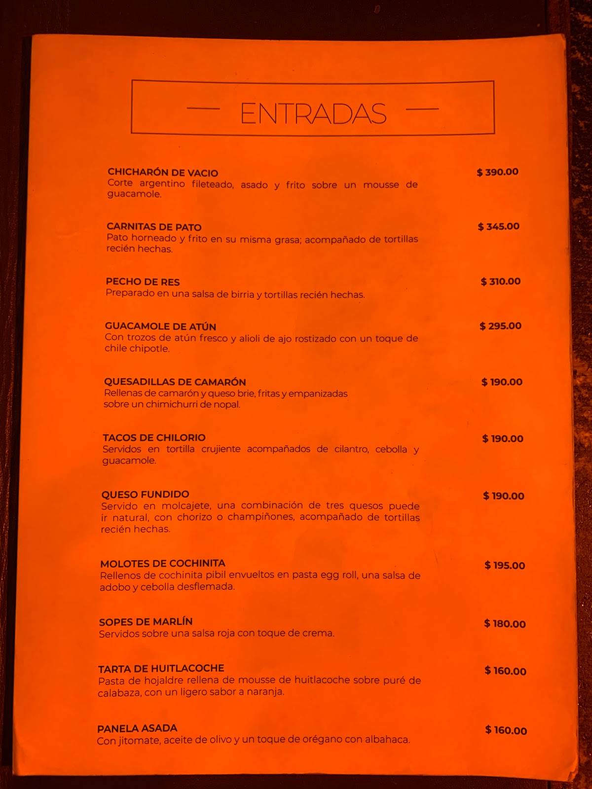 Menu at Restaurante Casa Luna, Tlaquepaque, Calle Independencia 211