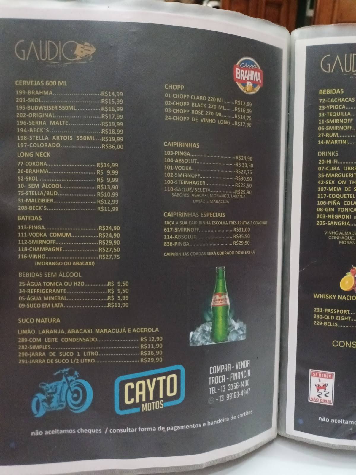 Restaurante Gaudio cardápio