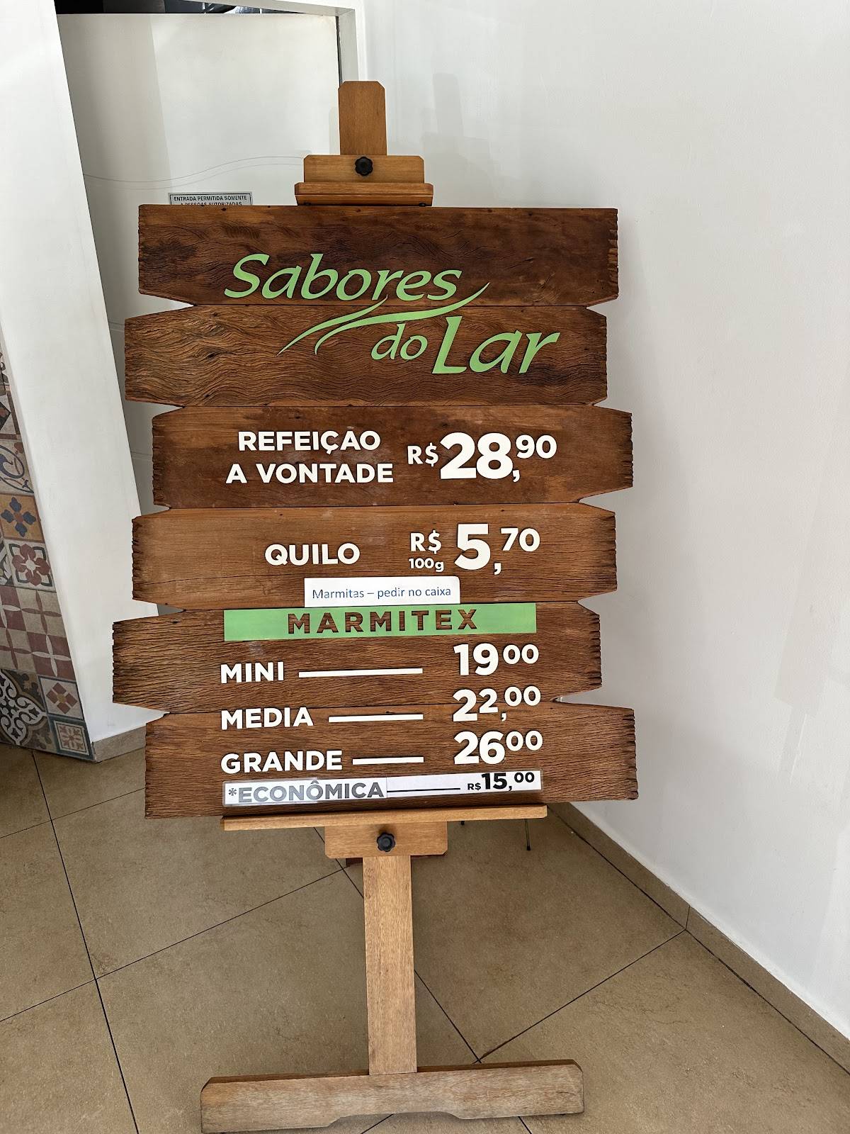 Restaurante Sabores do Lar cardápio
