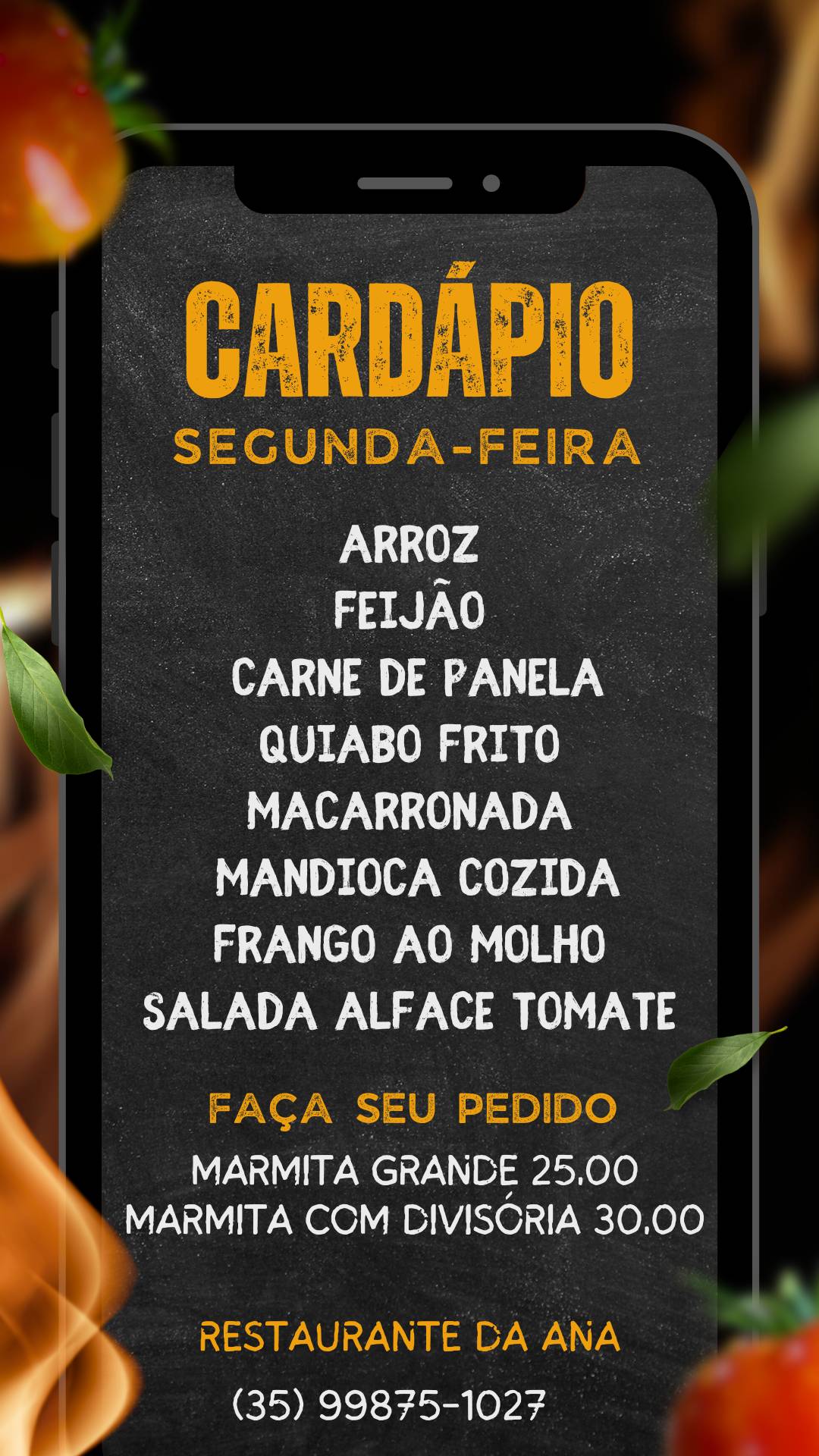 Restaurante da Ana cardápio