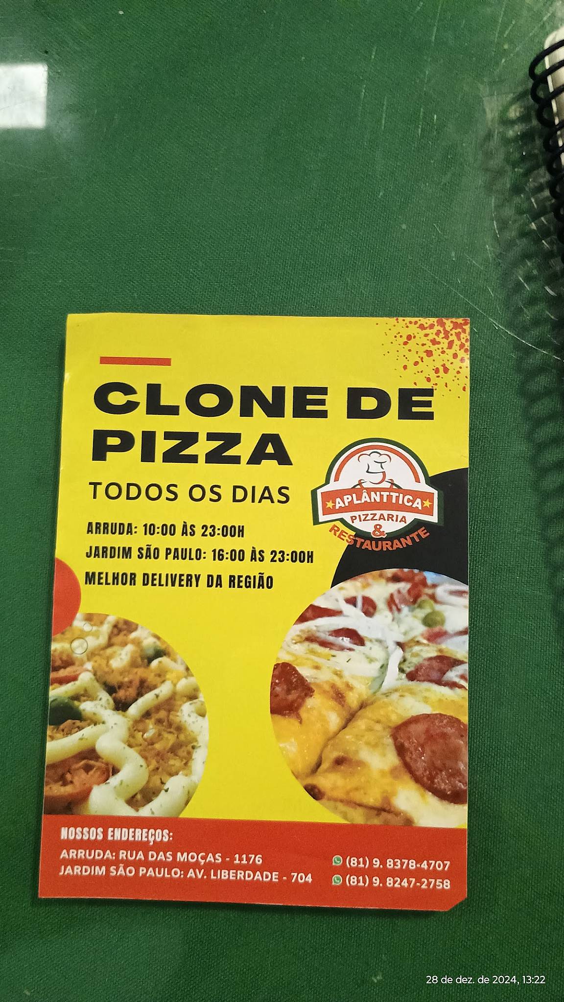 Restaurante e Pizzaria Aplânttica cardápio