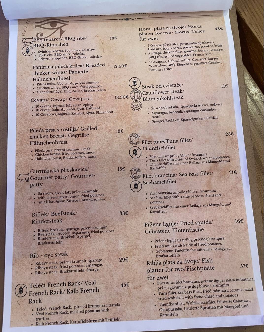 Menu di Restoran Horus 