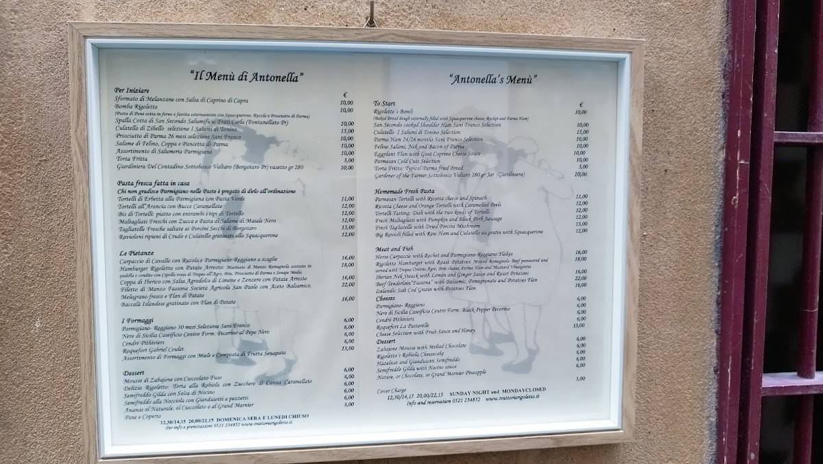 Menu di Trattoria Rigoletto 