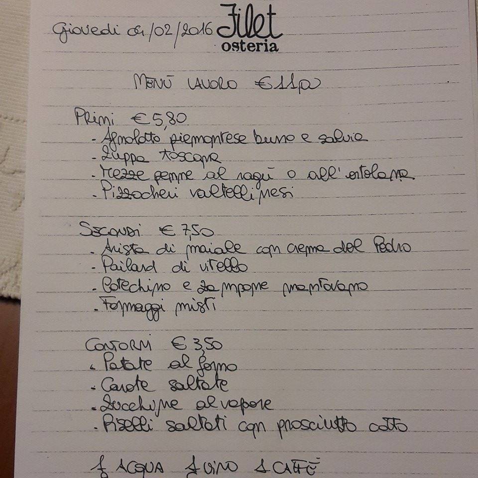 Menu di Filet salumeria 