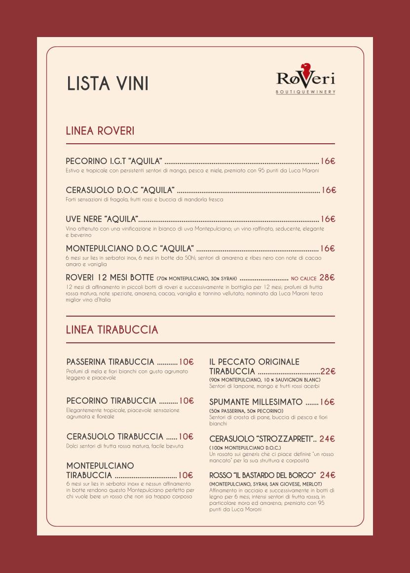 Menu di Ristorante La Bottaia dè Roveri 