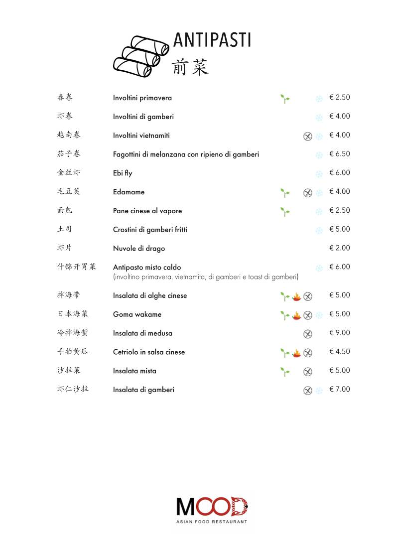 Menu di Ristorante Mood 