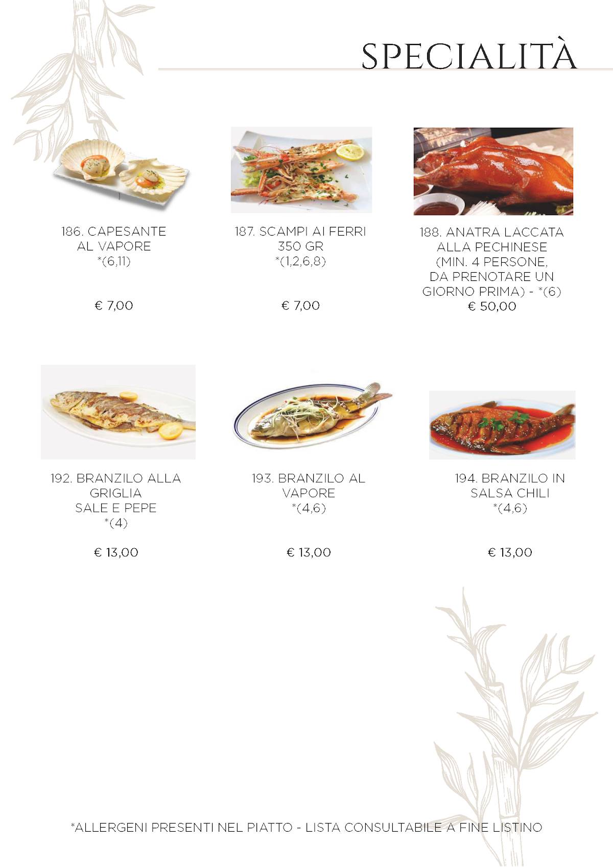 Menu di Ristorante Orientale Huan 