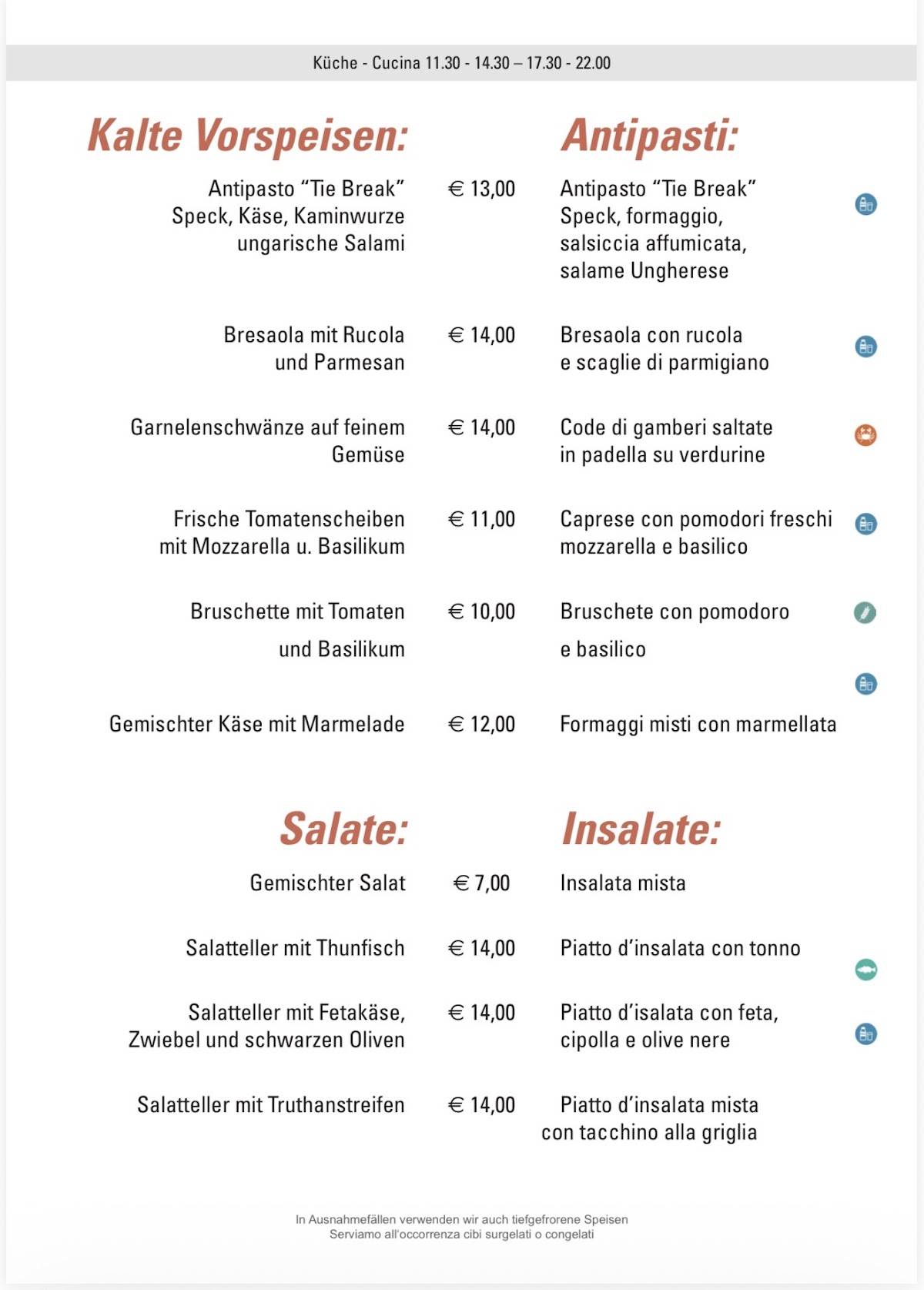 Menu di Ristorante Pizzeria Tie Break 