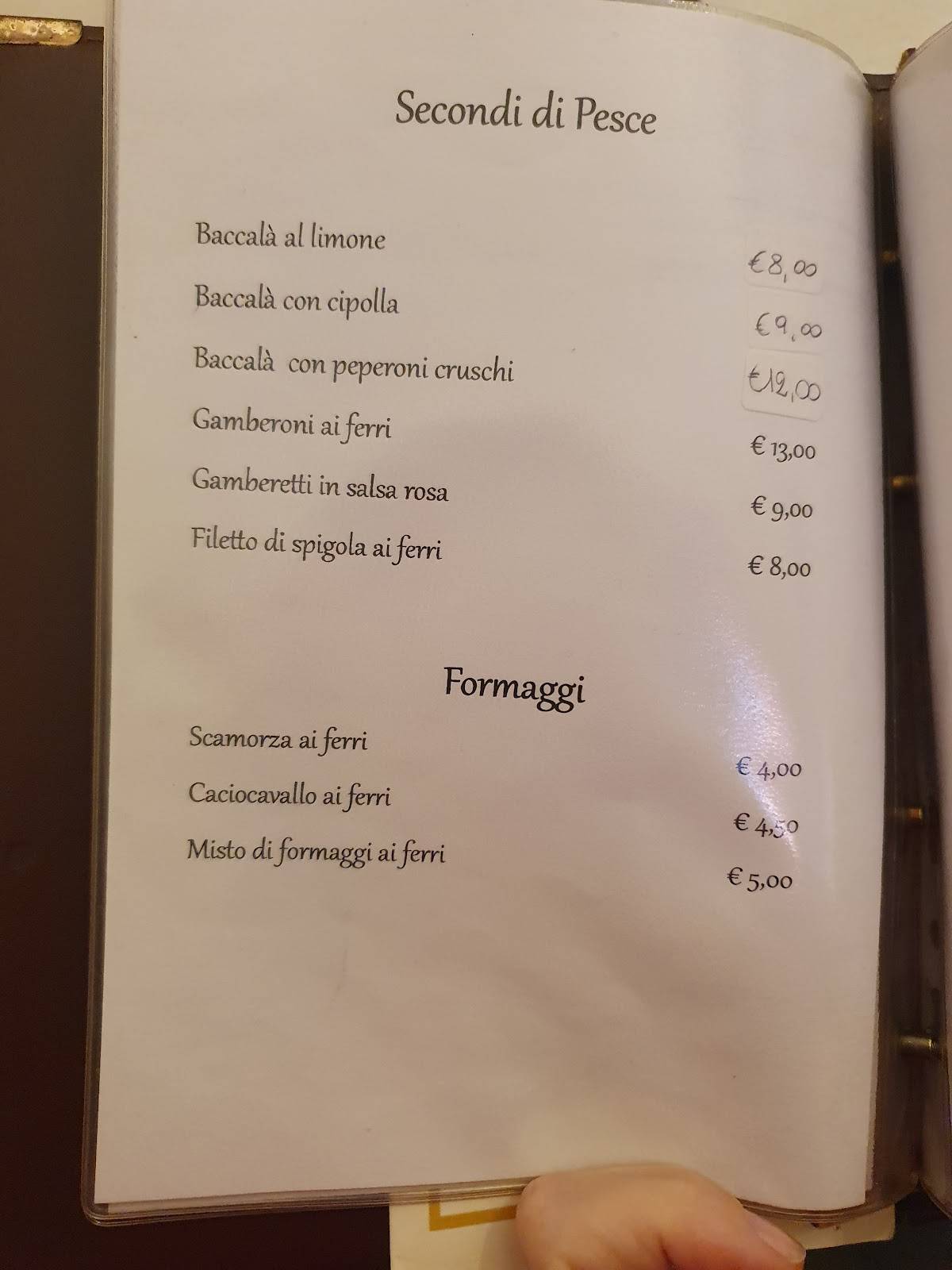 Menu di Taverna Paradiso 