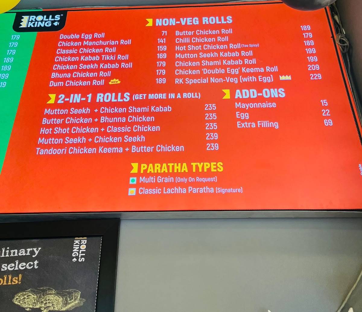 Rolls king menu