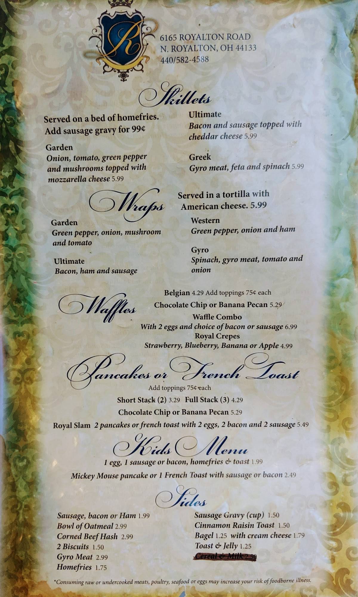 Menu at Royal Lunch Nr Inc restaurant, North Royalton, Royalton Rd