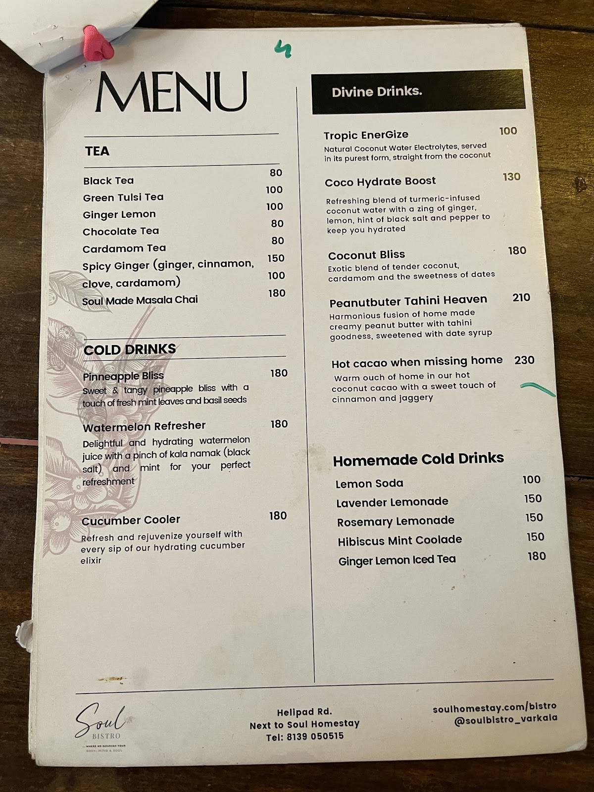 SOUL BISTRO menu