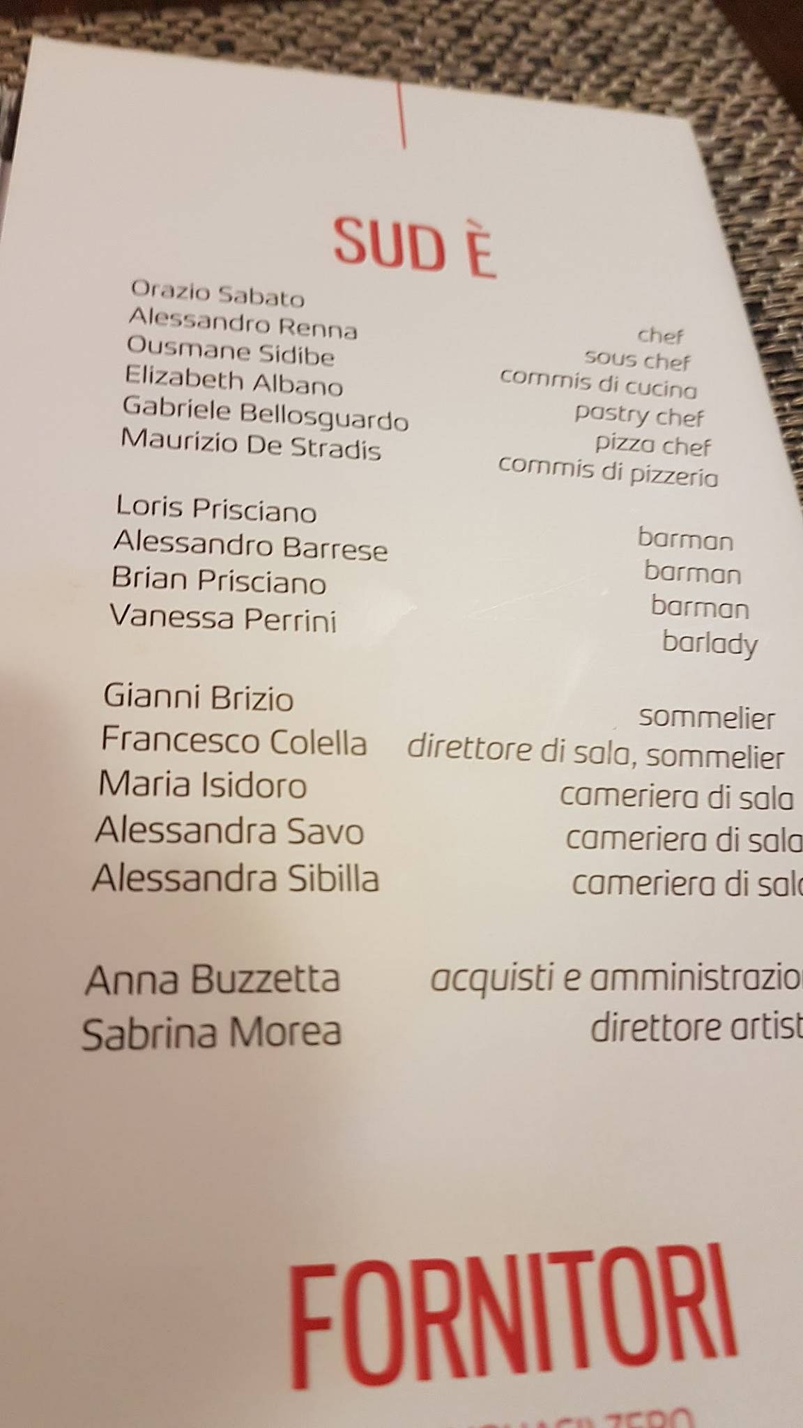 Menu di SUD food & music 