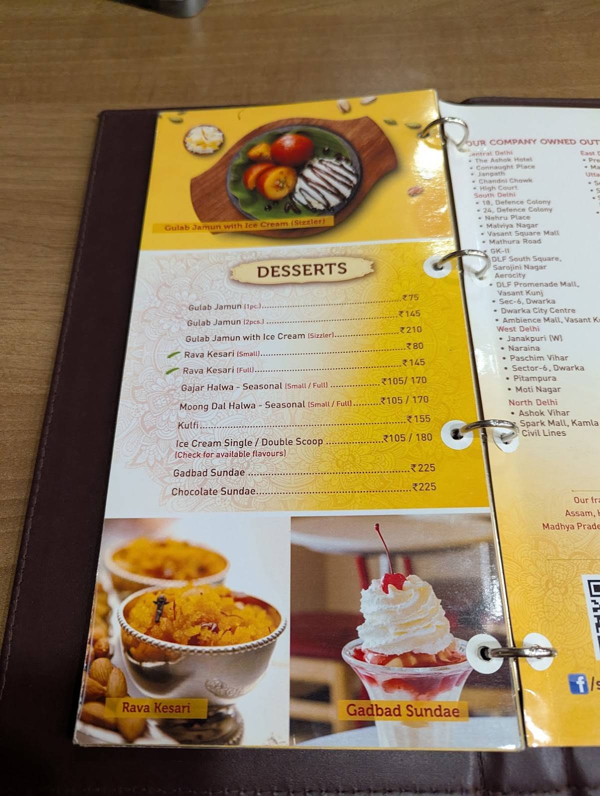 Sagar Ratna menu
