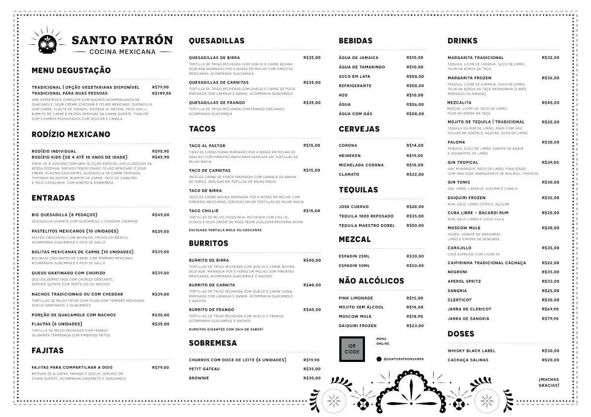 Santo Patron Sampa cardápio