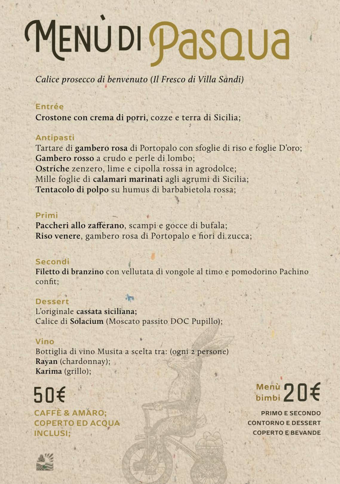 Menu de Segreta Sicilia Retrò