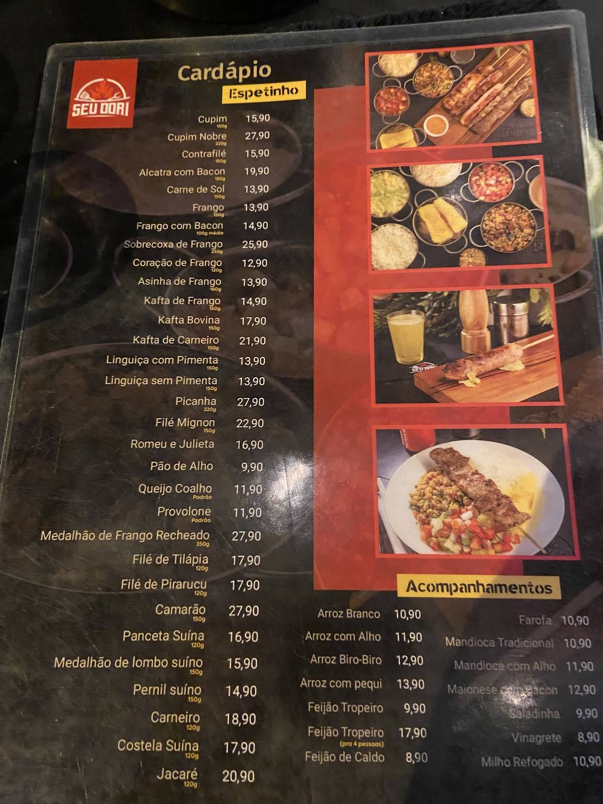 Seu Dori Carnes nobres, Espetinhos Premium, Guarnições cardápio