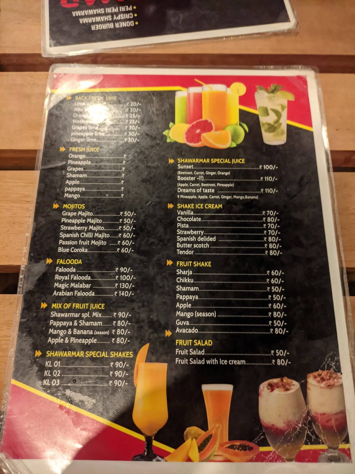 Shawarmar menu
