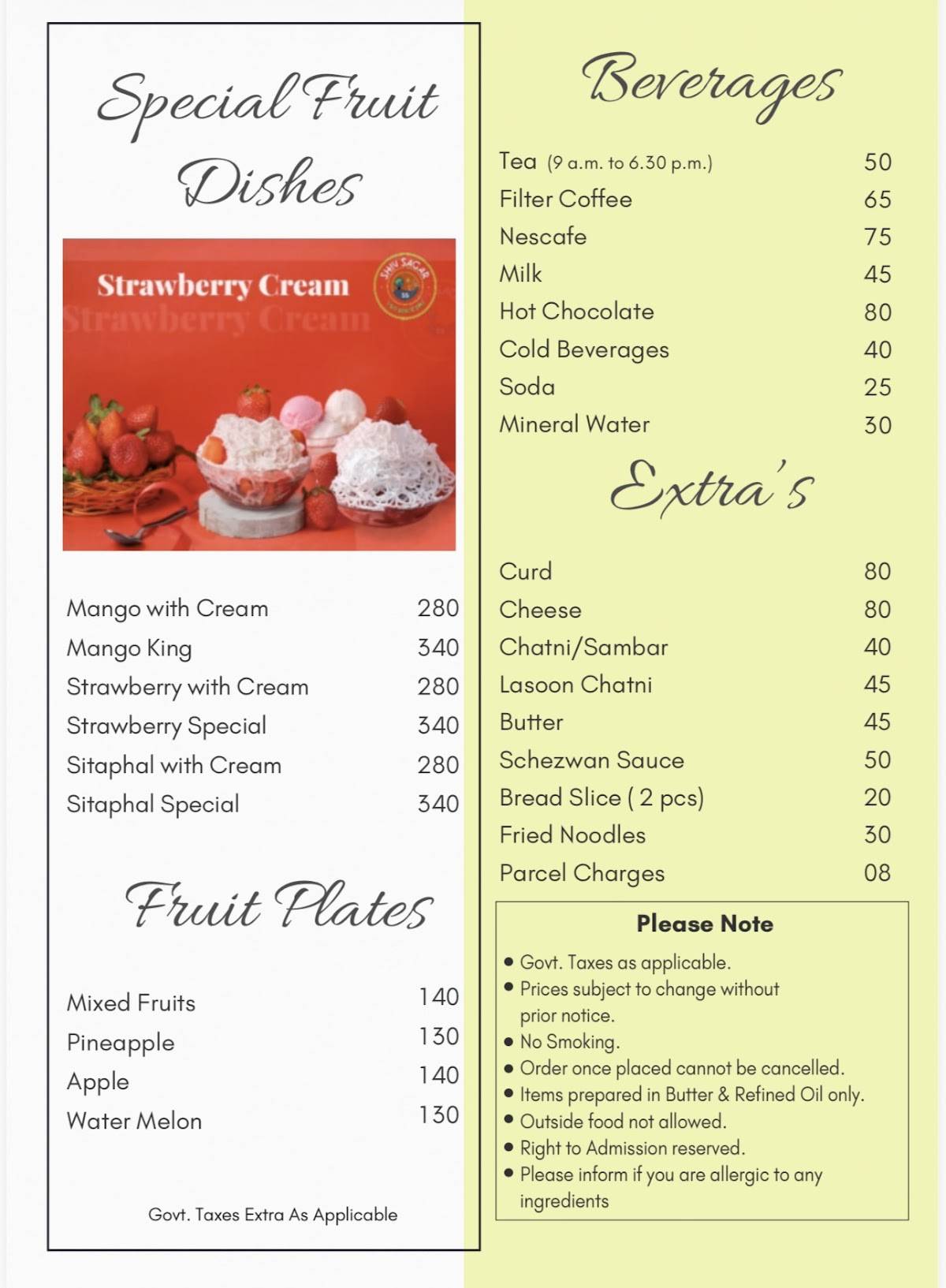Shivsagar Restaurant -- Aundh menu