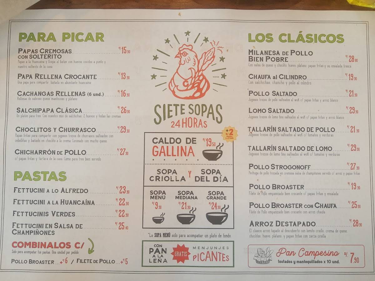 Carta Del Restaurante Siete Sopas Lince Lince Av Arequipa