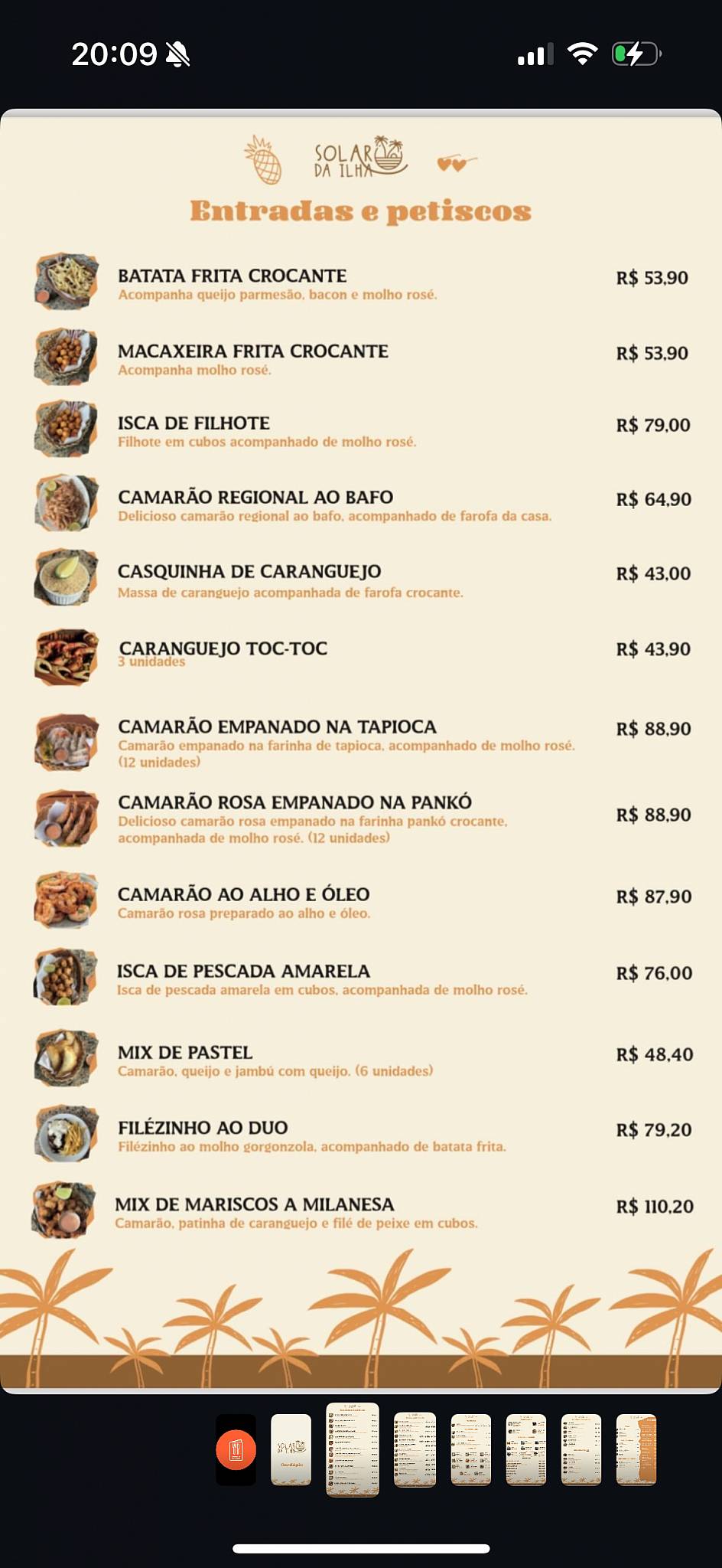 Solar Da Ilha cardápio