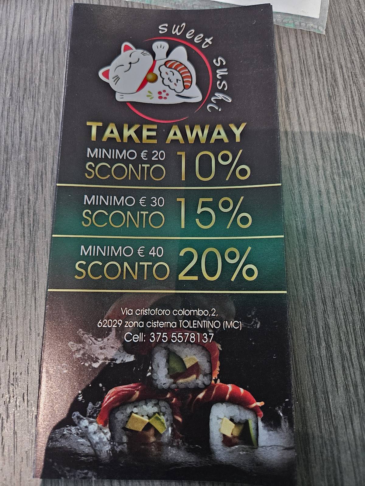 Menu di Sweet Sushi tolentino 