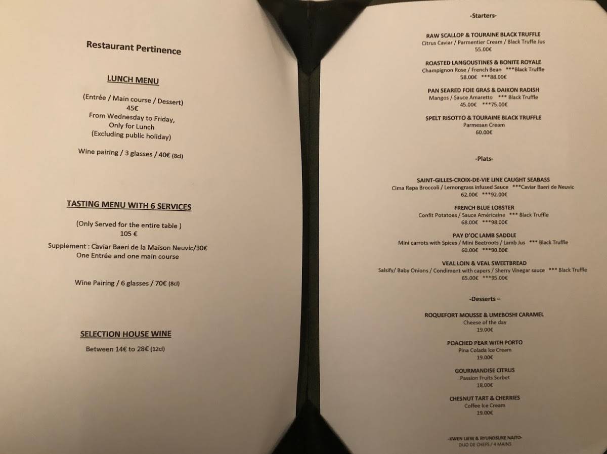 Menu de Restaurant TOYO