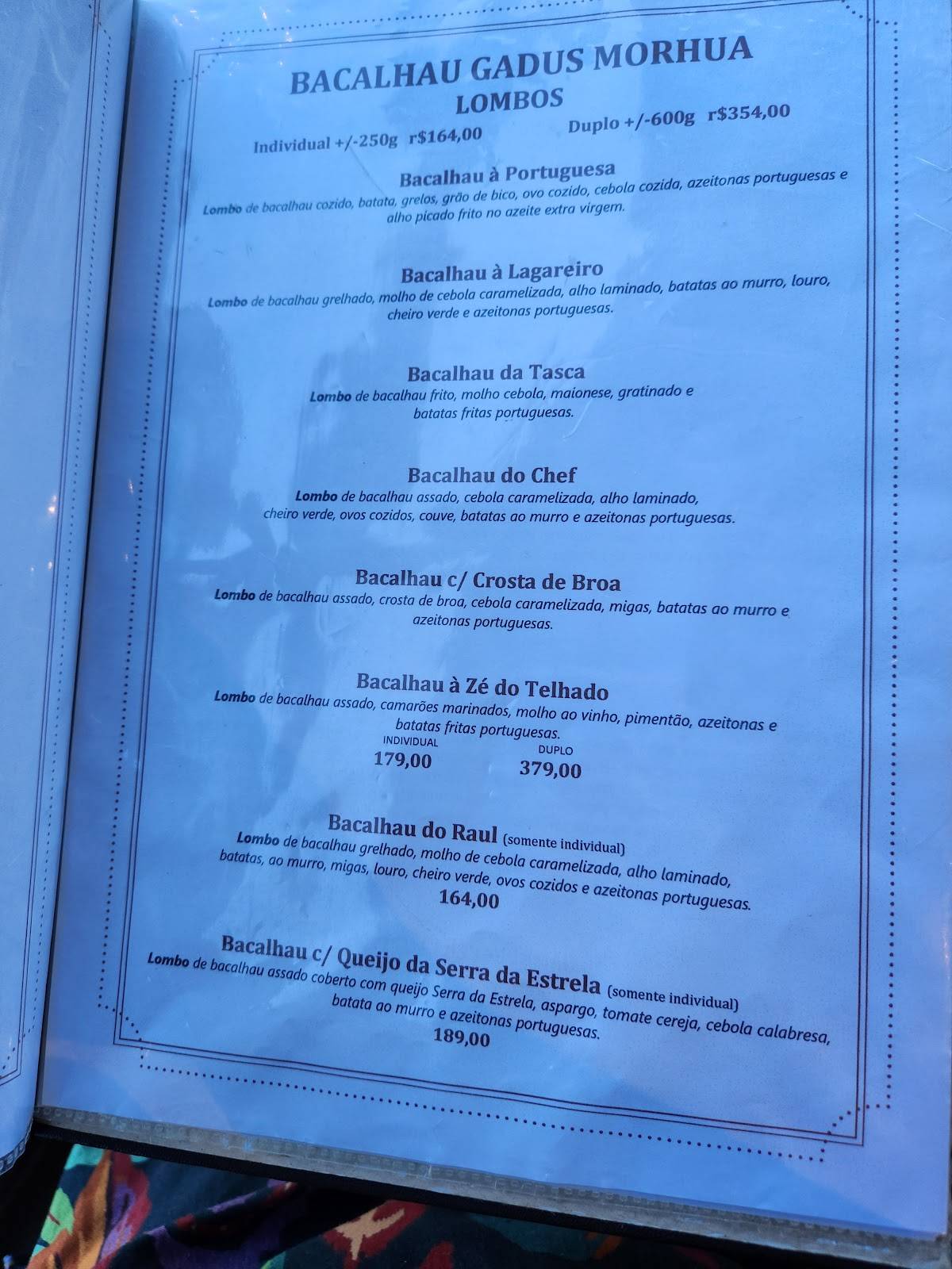 Tasca do Marquês cardápio