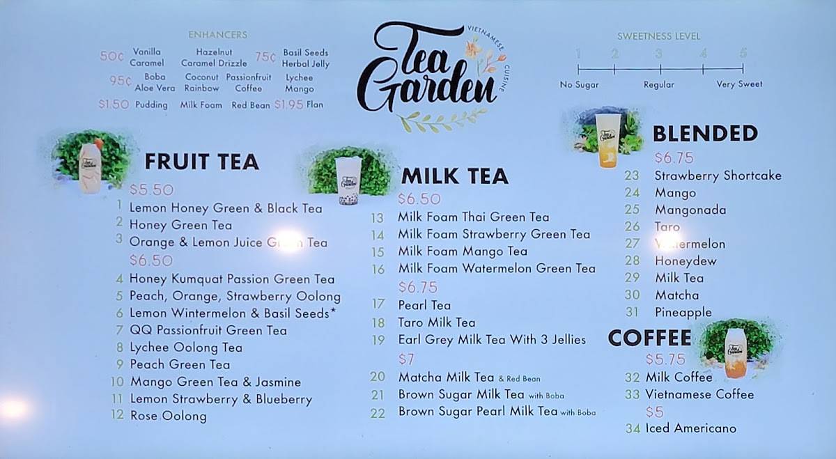 Menu at Tea Garden restaurant, McAllen, S Jackson Rd 1
