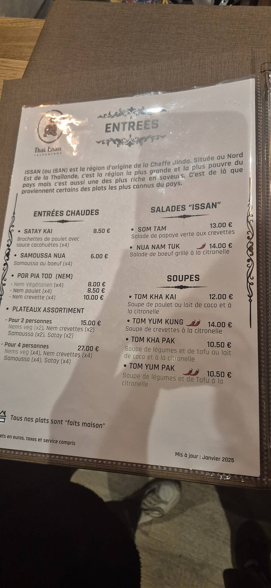Menu de Thaï Issan Restaurant