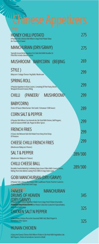 The Food Island menu