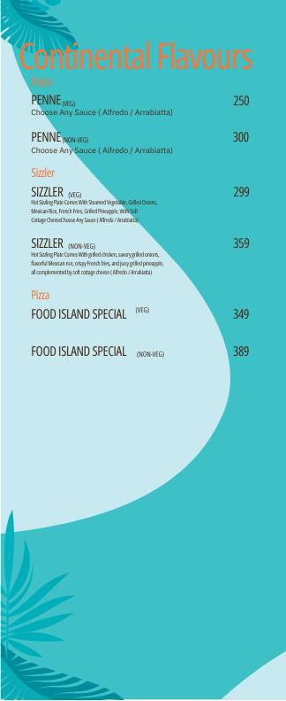 The Food Island menu