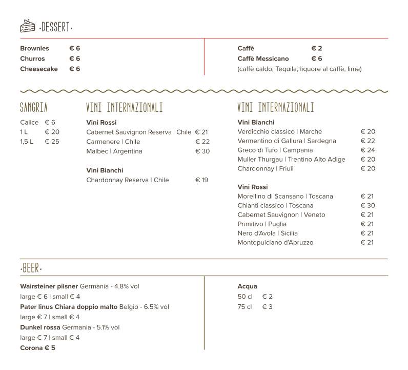 Menu di Tijuana Cafe' 2.0 