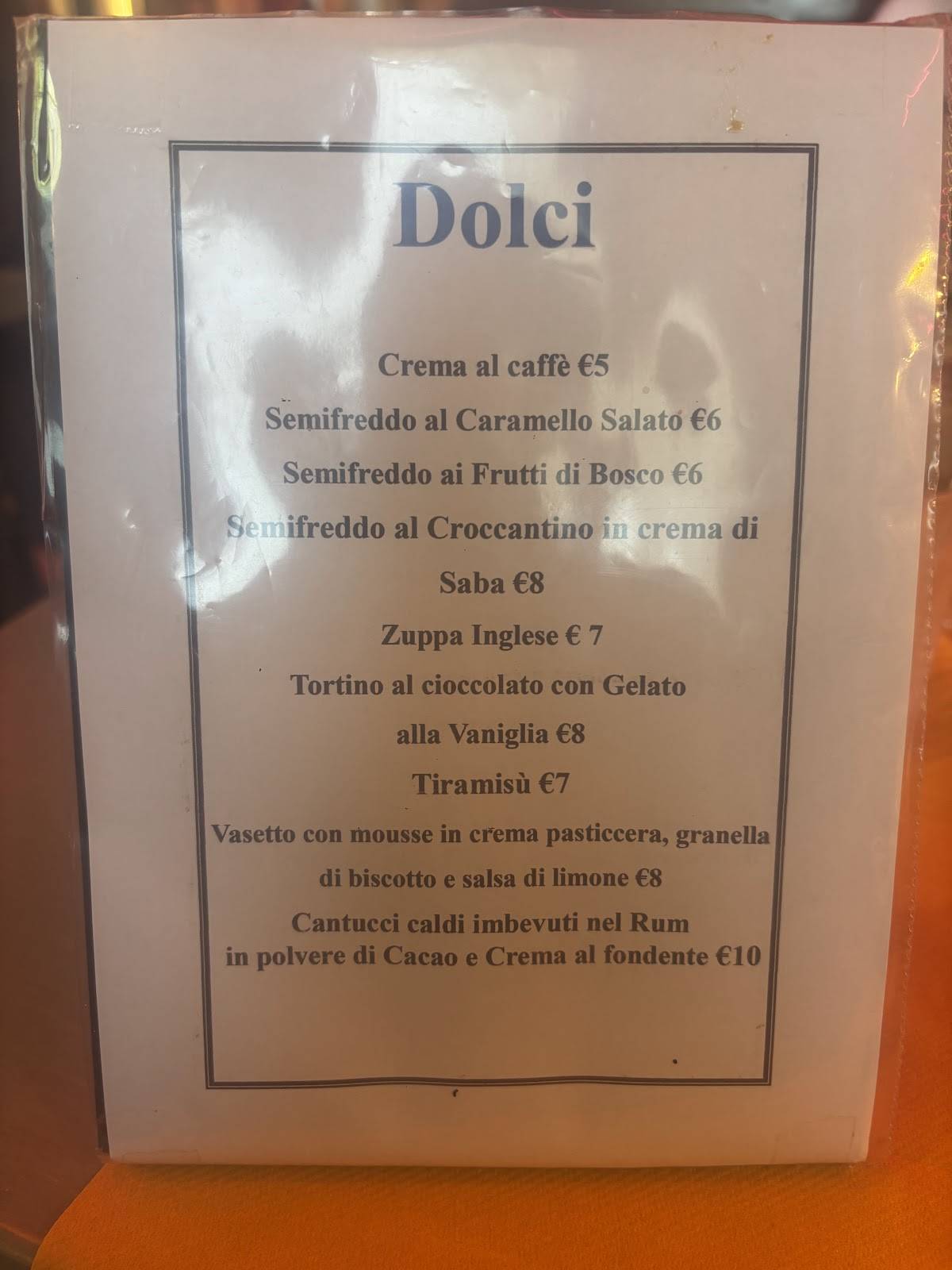 Menu di Trattoria la Ciuséra 