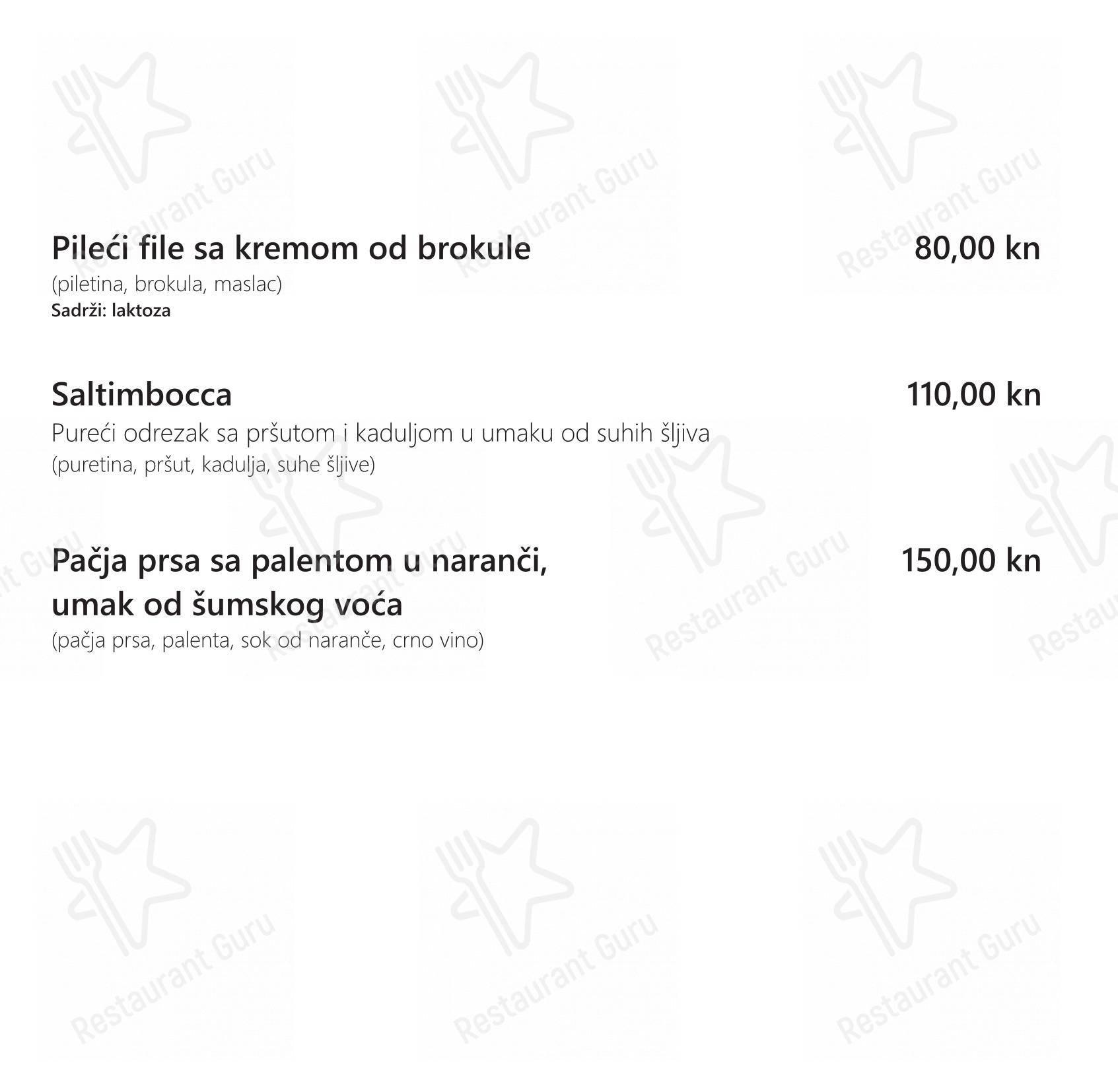 Menu per Restaurant Tusculum in Salona