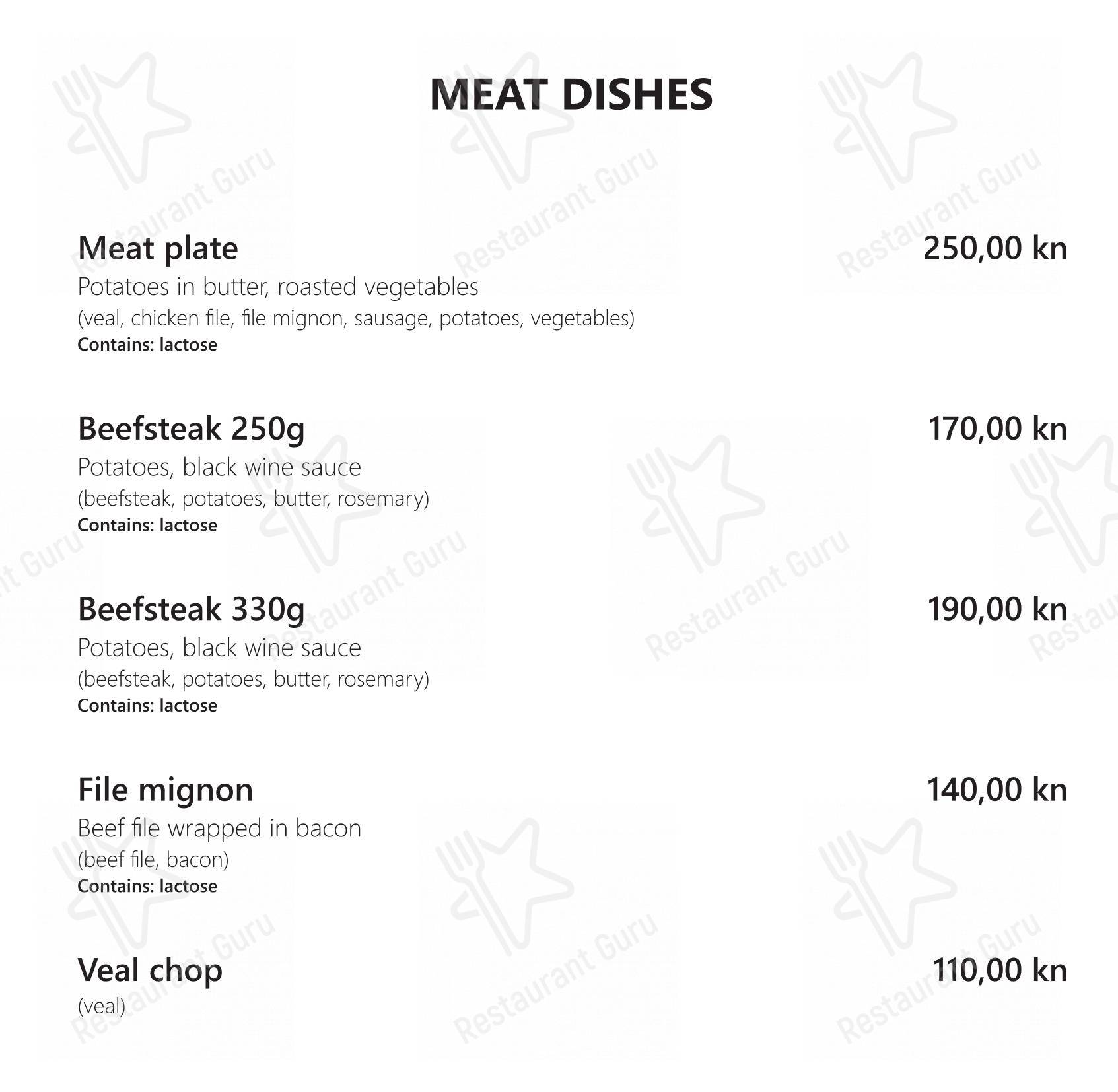 Menu per Restaurant Tusculum in Salona