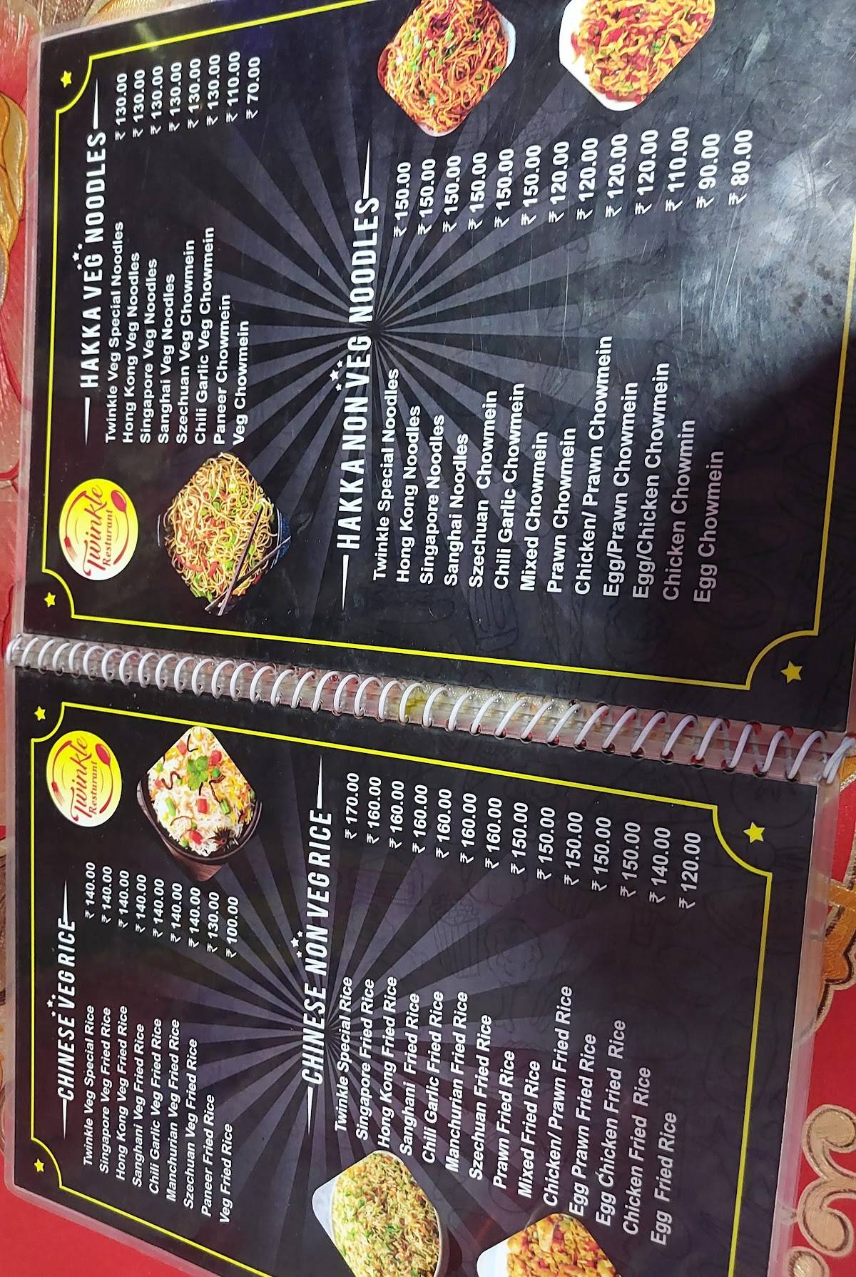 Twinkle Restaurant menu