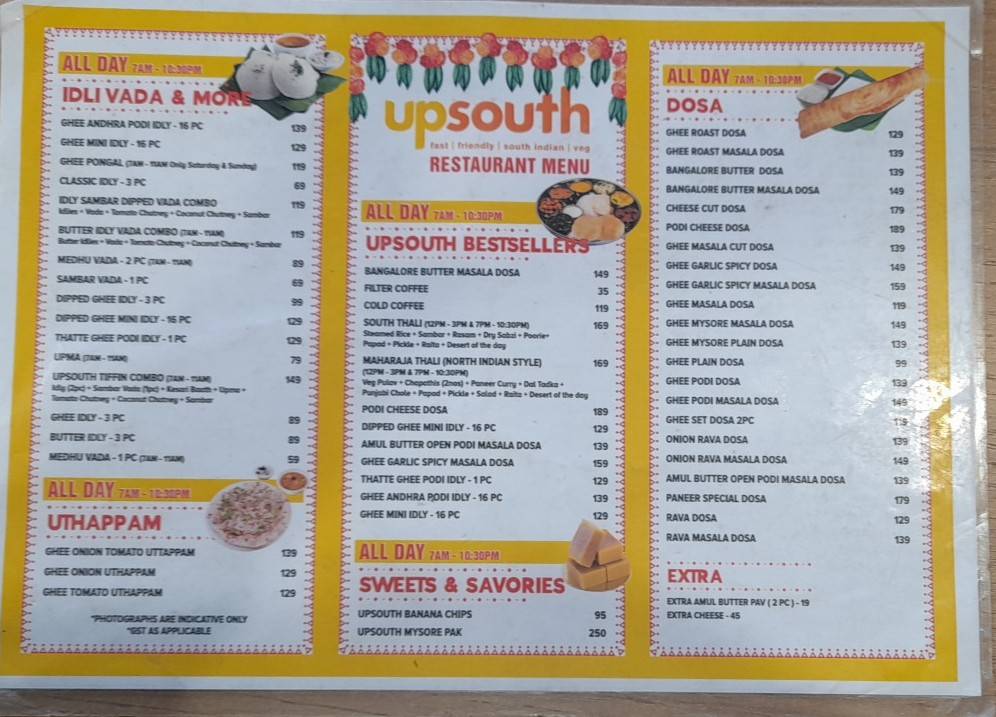 Upsouth Aundh menu