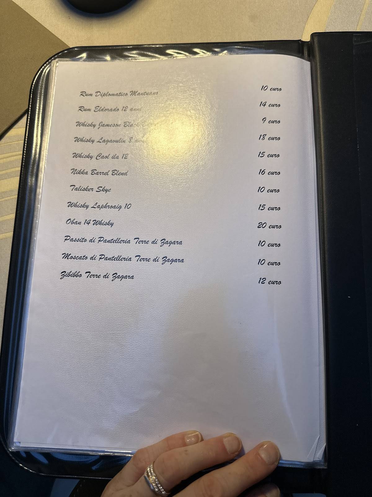 Menu di Valerio ristorante di pesce 