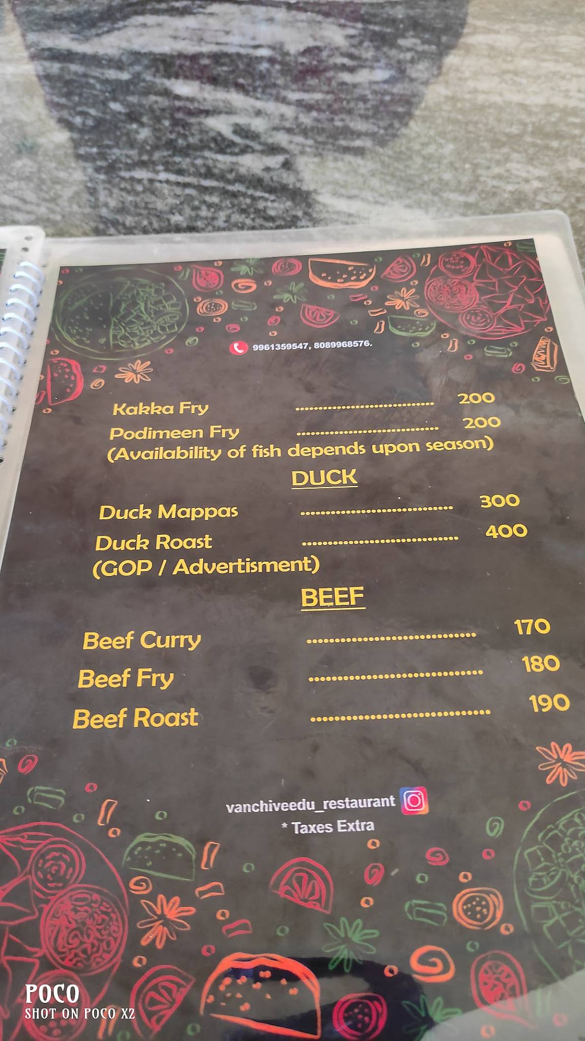 Vanchiveedu Restaurant menu
