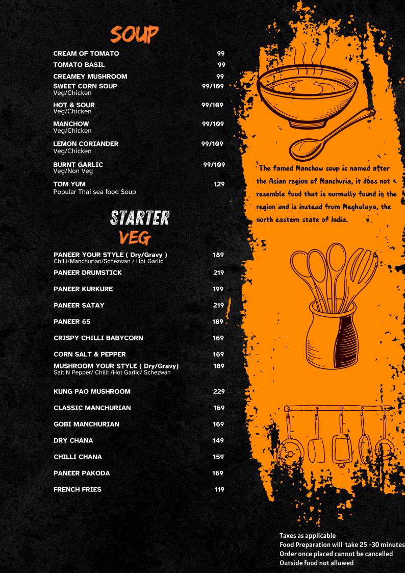 Vatika Garden Restaurant menu