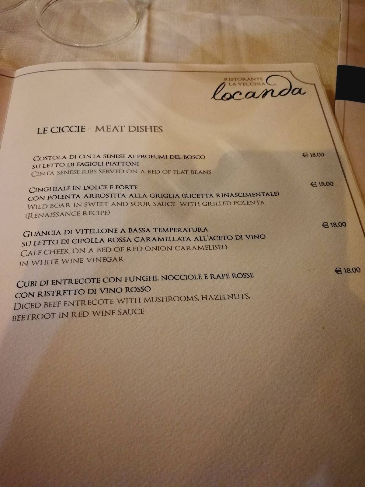 Menu di Vecchia Locanda 
